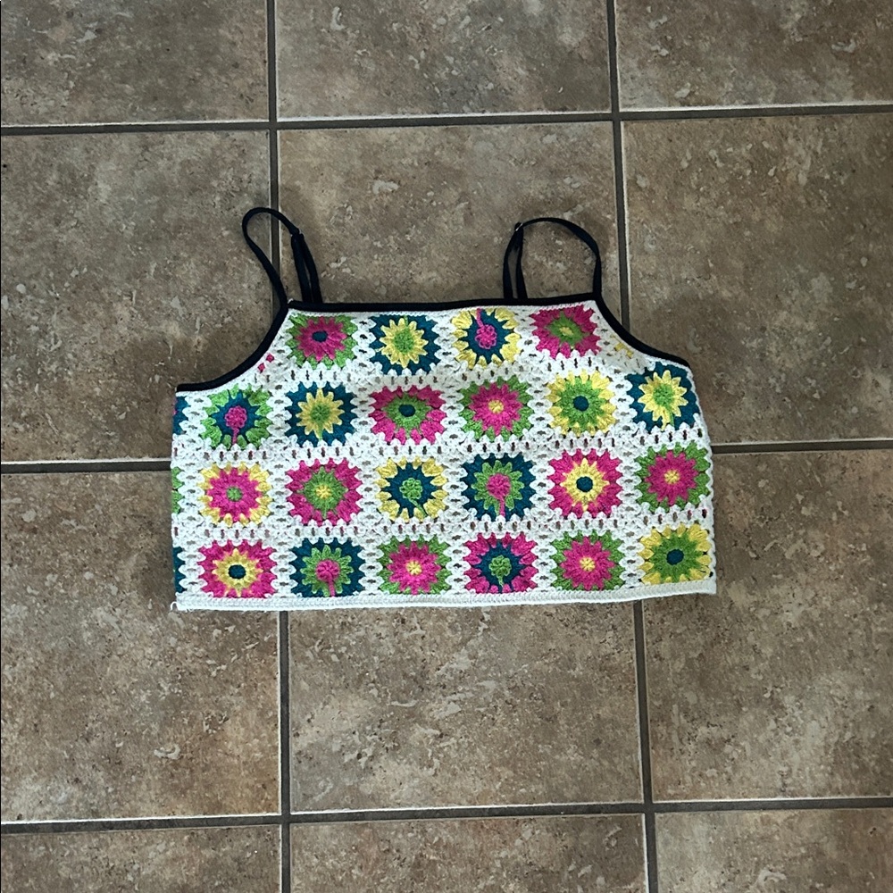 Wild Fable Women’s Floral Crochet Tank Top Size L